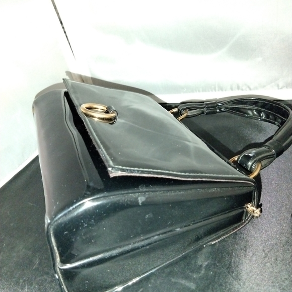 Black patent vintage Lewis box purse bag crossbody - Picture 9 of 12